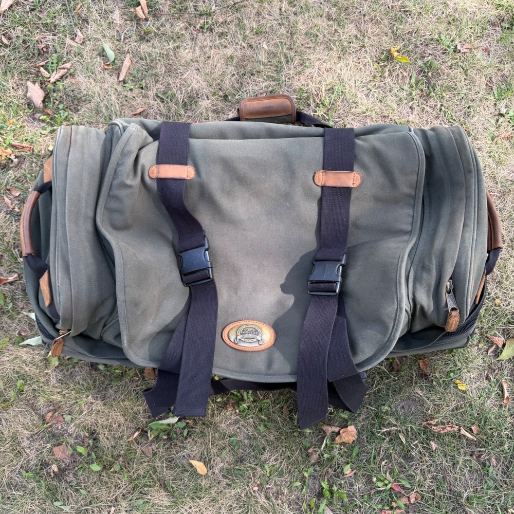 Vintage Canvas Cabelas Extra Large Duffle Bag With Rollers & Handle Luggage